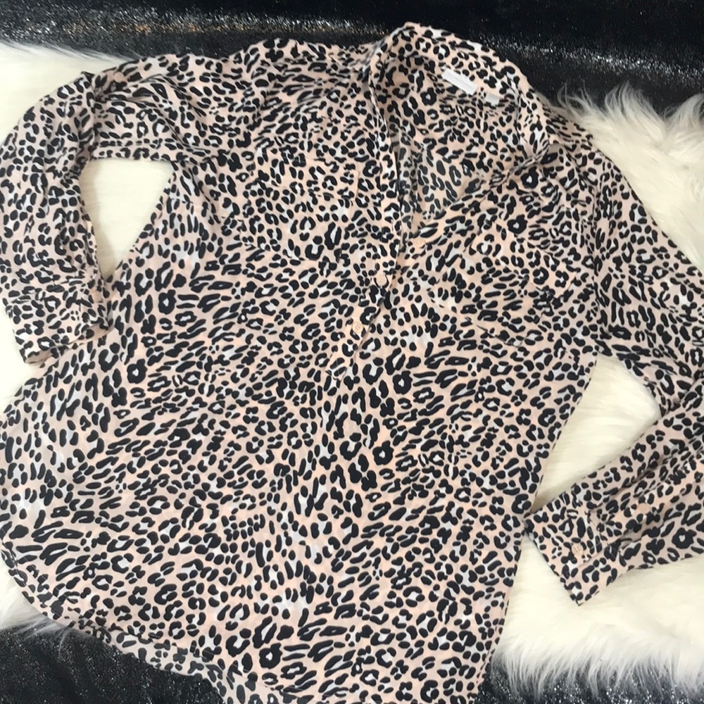New York & Company Pink cheetah print Button Up